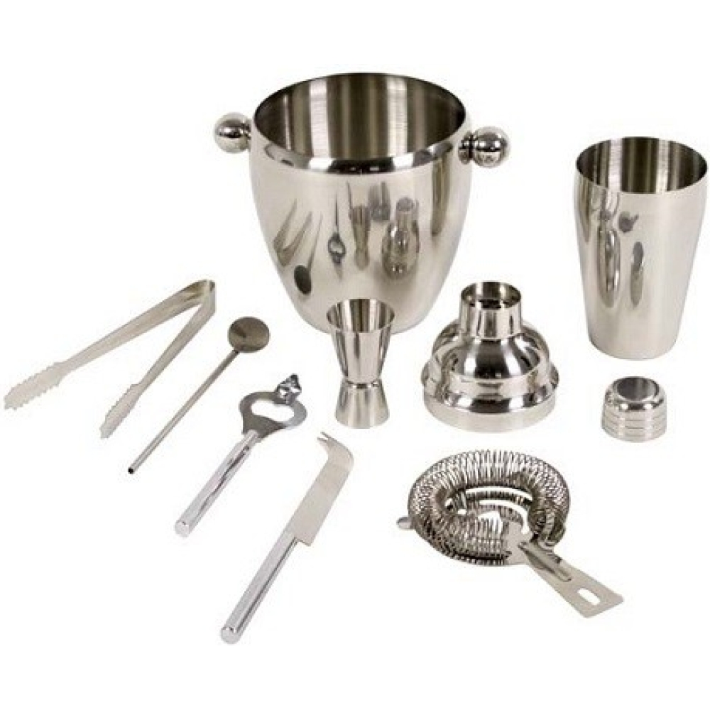set pentru cocktail si bauturi inox 8 piese argintiu gonga 2