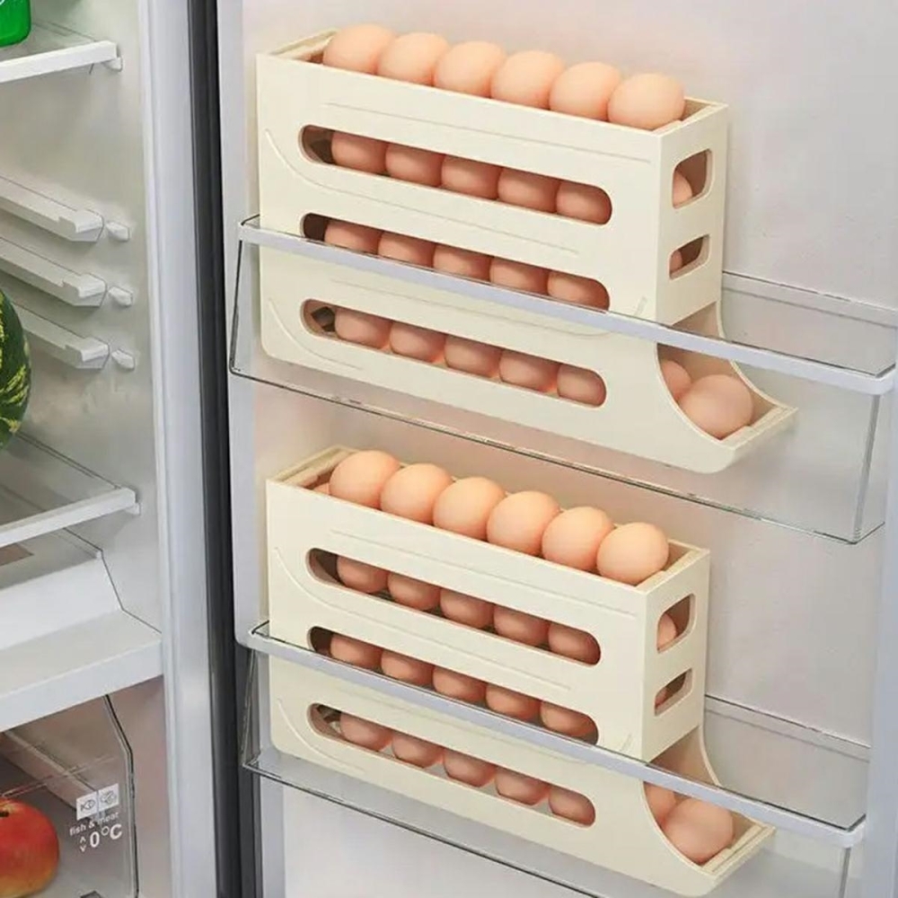 suport organizator oua pentru frigider 4 niveluri design cu rulare capacitate 30 oua 36 x 7 x 20 cm gonga 1