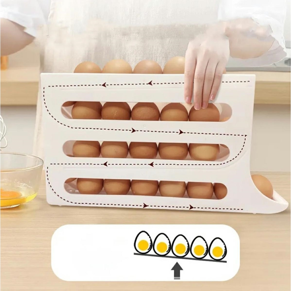 suport organizator oua pentru frigider 4 niveluri design cu rulare capacitate 30 oua 36 x 7 x 20 cm gonga 2