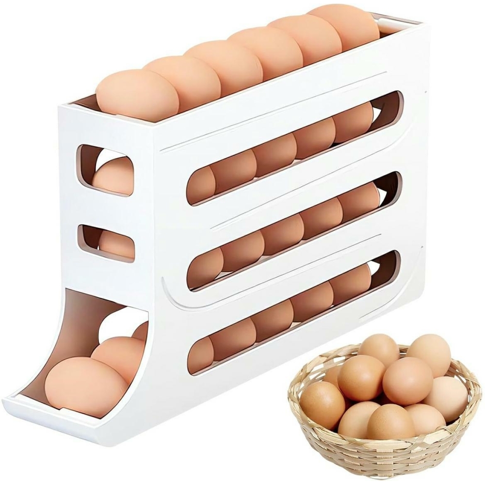 suport organizator oua pentru frigider 4 niveluri design cu rulare capacitate 30 oua 36 x 7 x 20 cm gonga 4