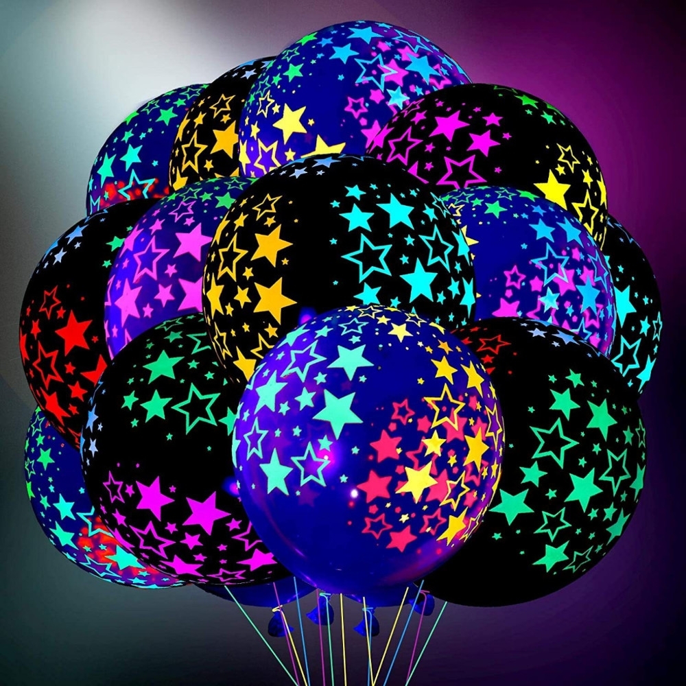 set 10 baloane uv neon fosforescent glow in the dark gonga