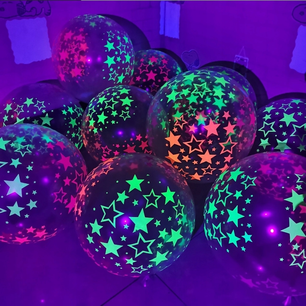 set 10 baloane uv neon fosforescent glow in the dark gonga 3