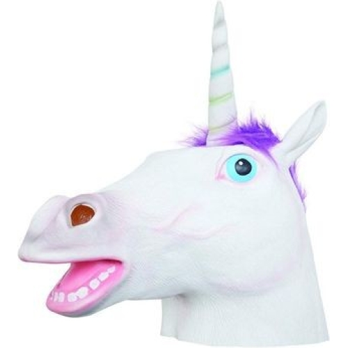 Masca amuzanta cap de unicorn, din latex, alb,Gonga®