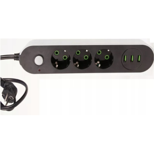Prelungitor 2500W cu 3 prize si 3 porturi USB, Gonga® - Image 3