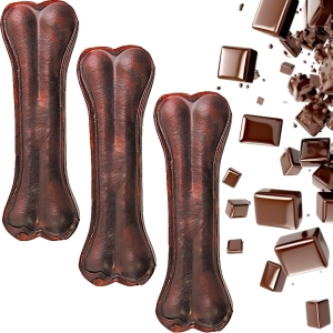 Set 5 bucati Os pentru caini, natural, presat din piele de vacă, cu o aroma delicata de ciocolata, Hau&Miau - Image 5