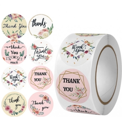 Set 500 etichete autocolante tip rola, mesaj "Thank You", Gonga®