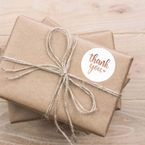 Set 500 etichete autocolante tip rola, mesaj "Thank You", Gonga® - Image 2