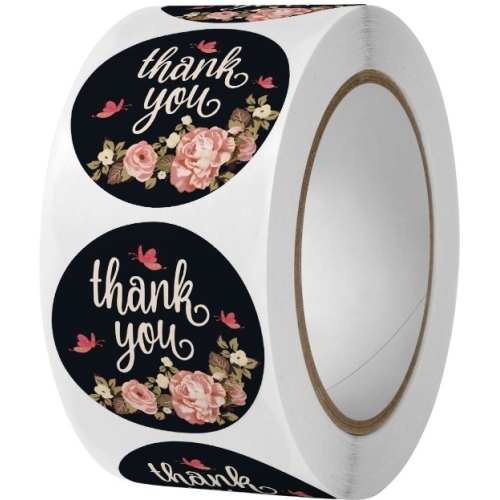 Set 500 etichete autocolante tip rola, mesaj "Thank You", Gonga®