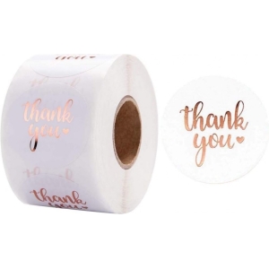 Set 500 etichete autocolante tip rola, mesaj "Thank You", Gonga® - Image 3